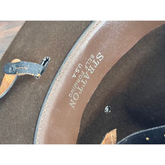 Stratton Campaign Style Hat VTG Hwy Patrol Ranger Green Self Forming 6 7/8 Felt - Picture 9 of 13